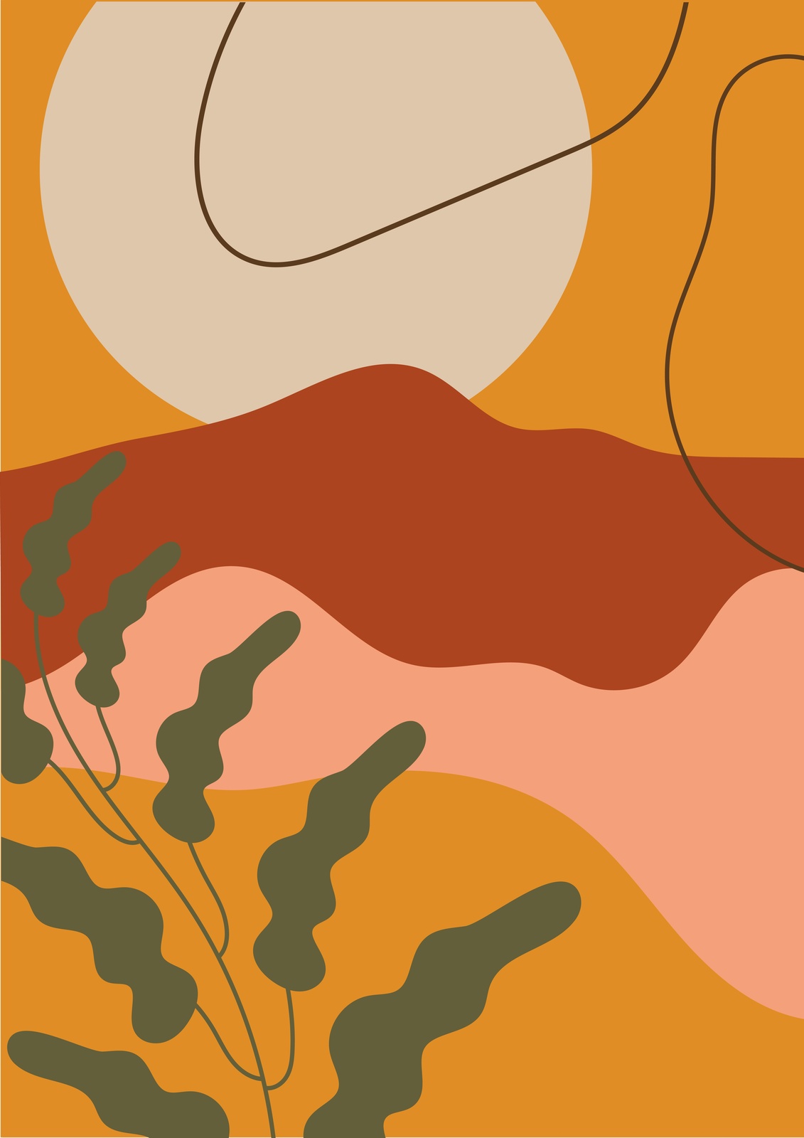 Abstract Desert Sun Botanical Wall Art