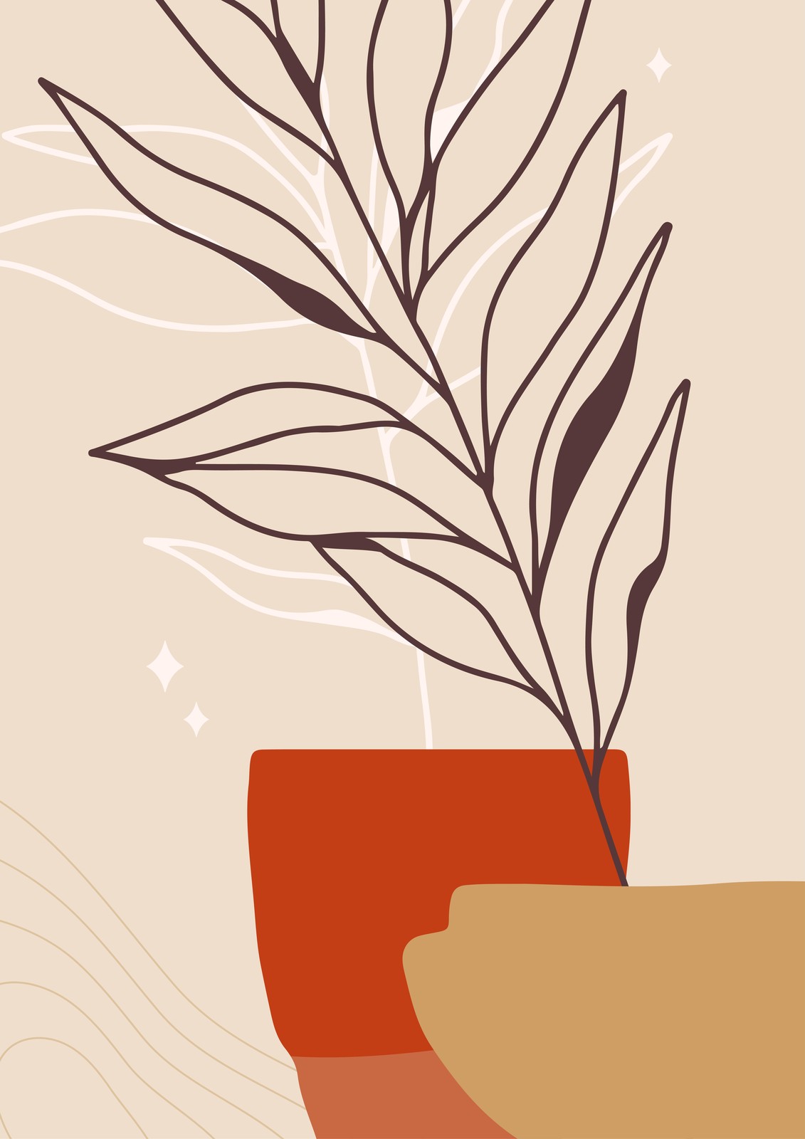 Boho Botanical Abstract Art Wall Art