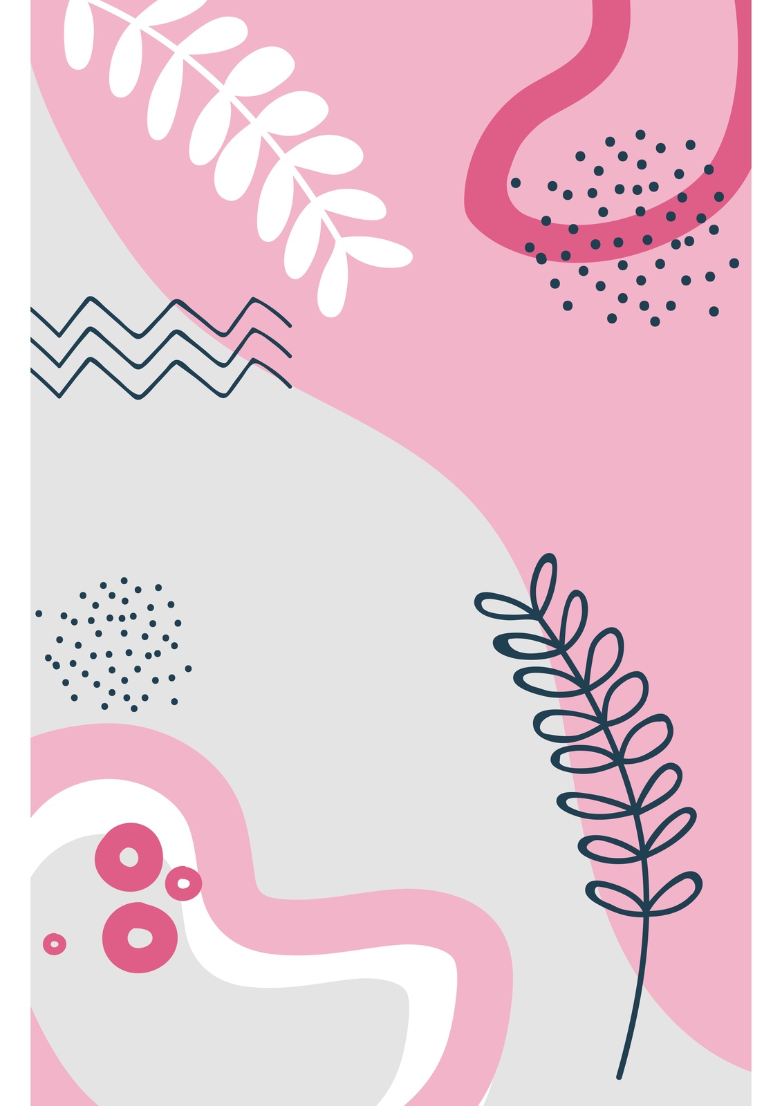 Playful Pink Abstract Botanical Wall Art
