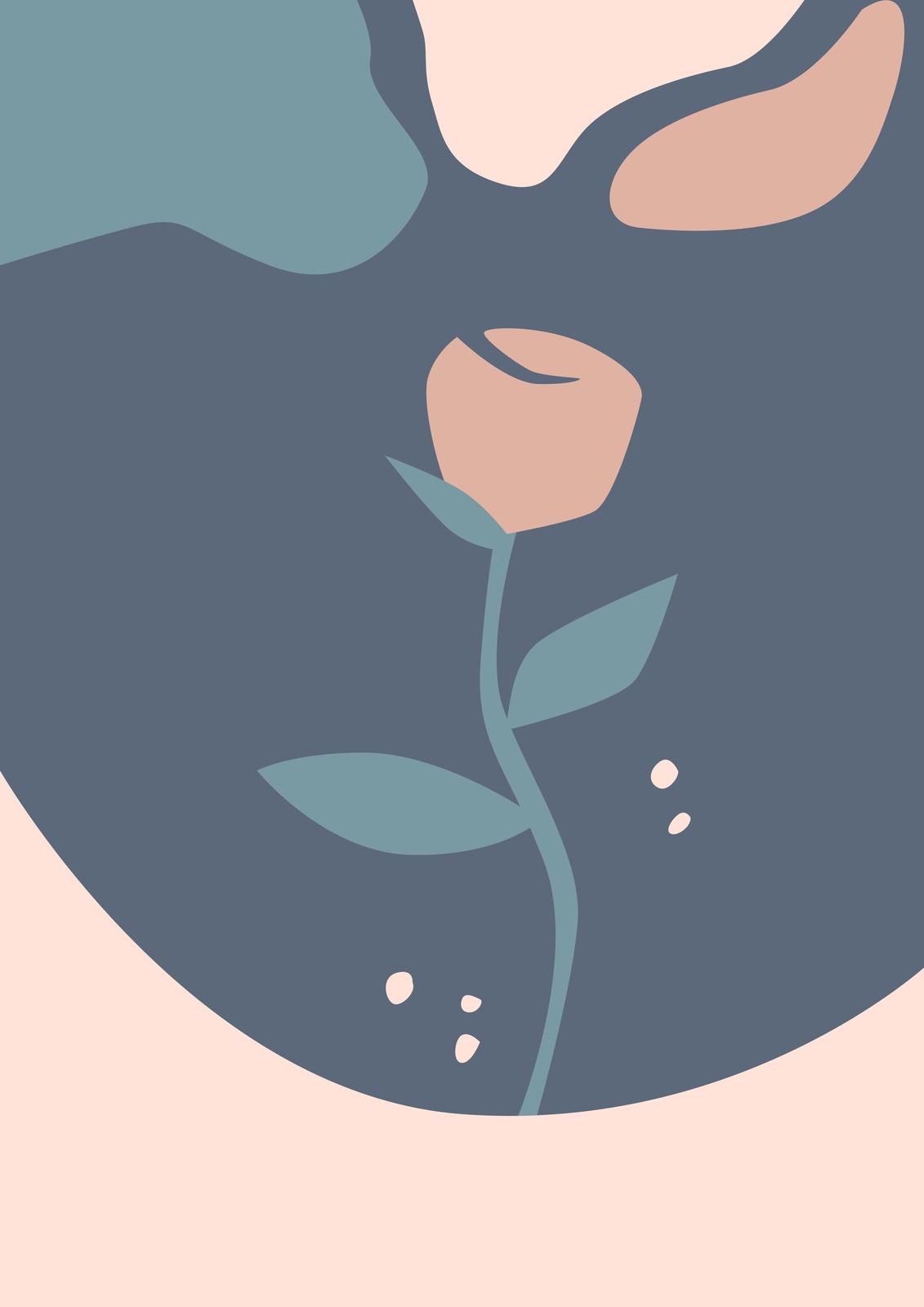 Blush Floral Mid-Century Modern Wall Art