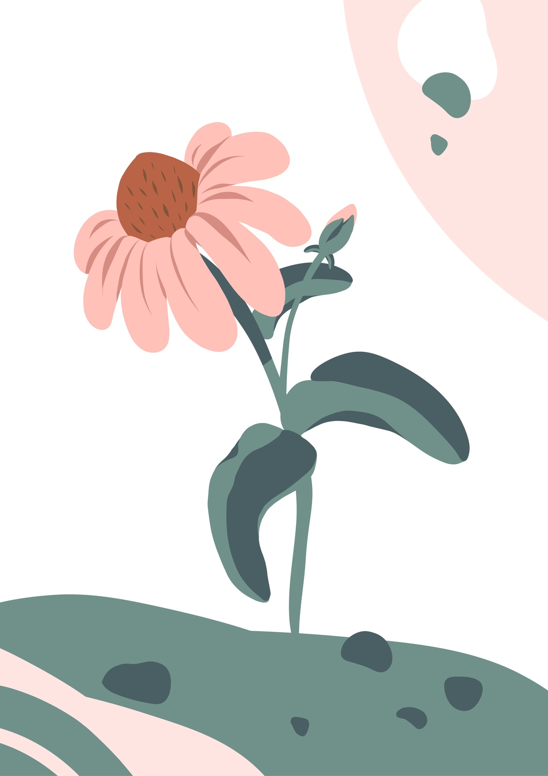 Soft Pink Floral Minimalist Wall Art