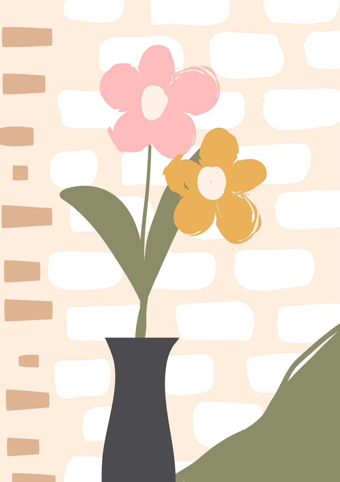 Charming Pink & Yellow Floral Still Life Wall Art