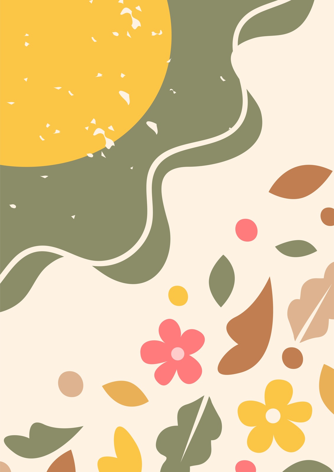 Abstract Botanical Sun & Flowers Wall Art
