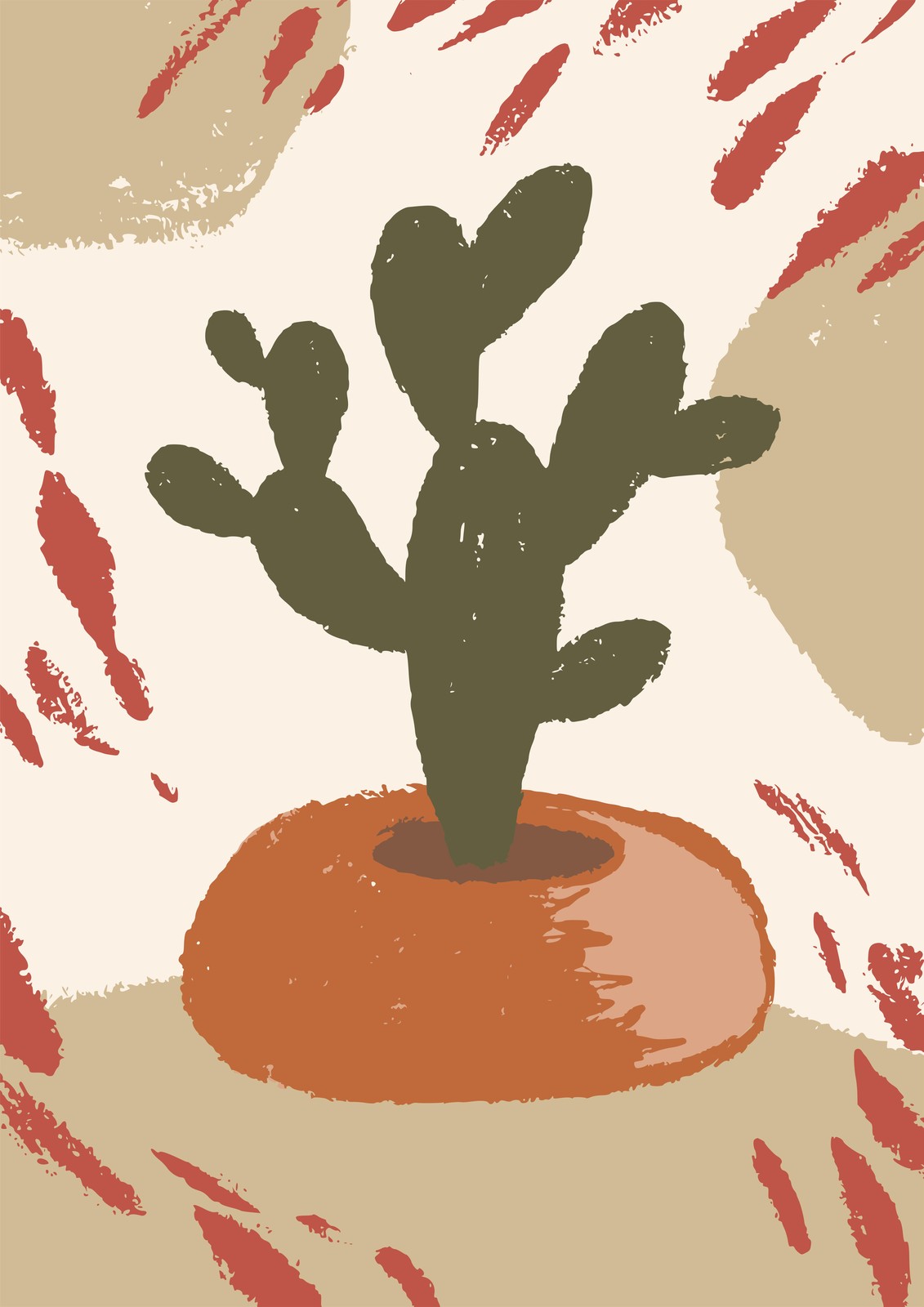 Desert Cactus Abstract Wall Art