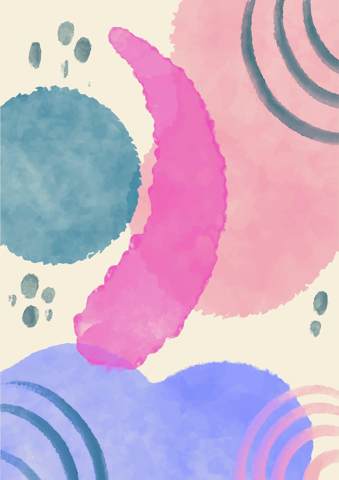 Abstract Watercolor Shapes Wall Art