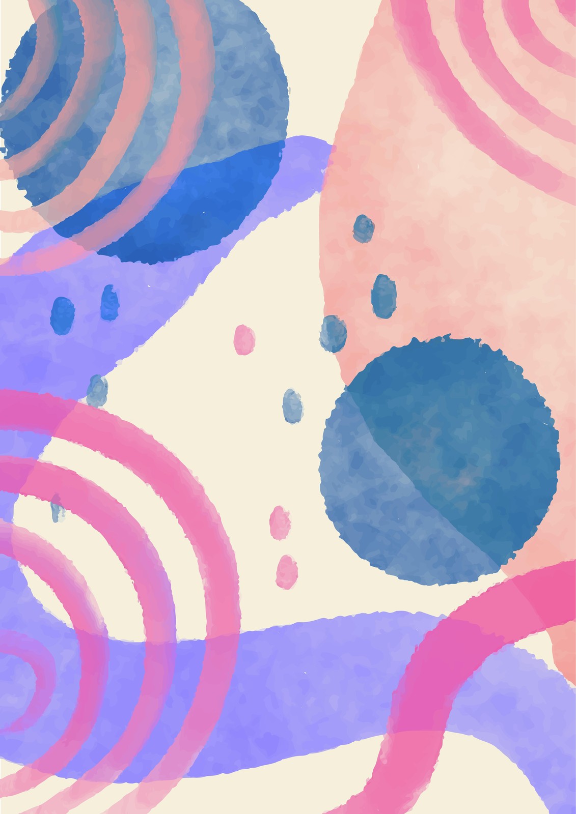 Abstract Watercolor Circles & Waves Wall Art
