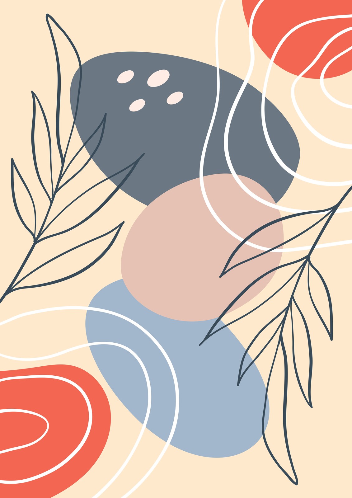Modern Abstract Botanical Wall Art for Home Decor