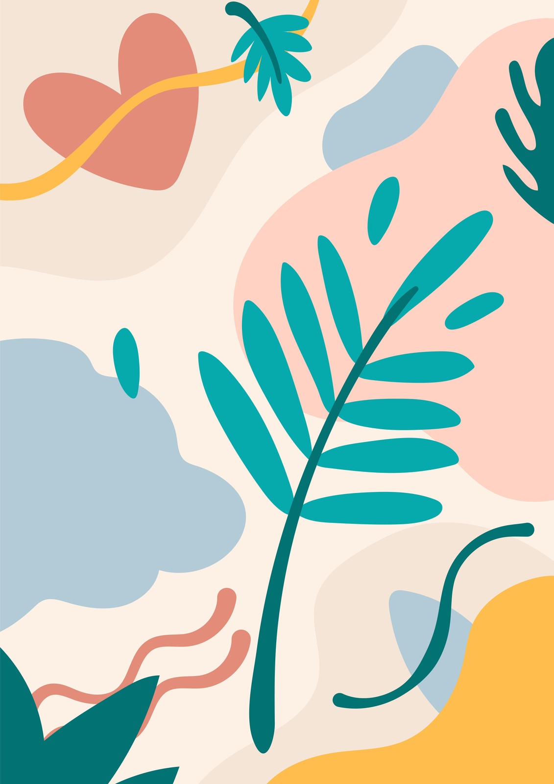 Abstract Botanical Heart Wall Art