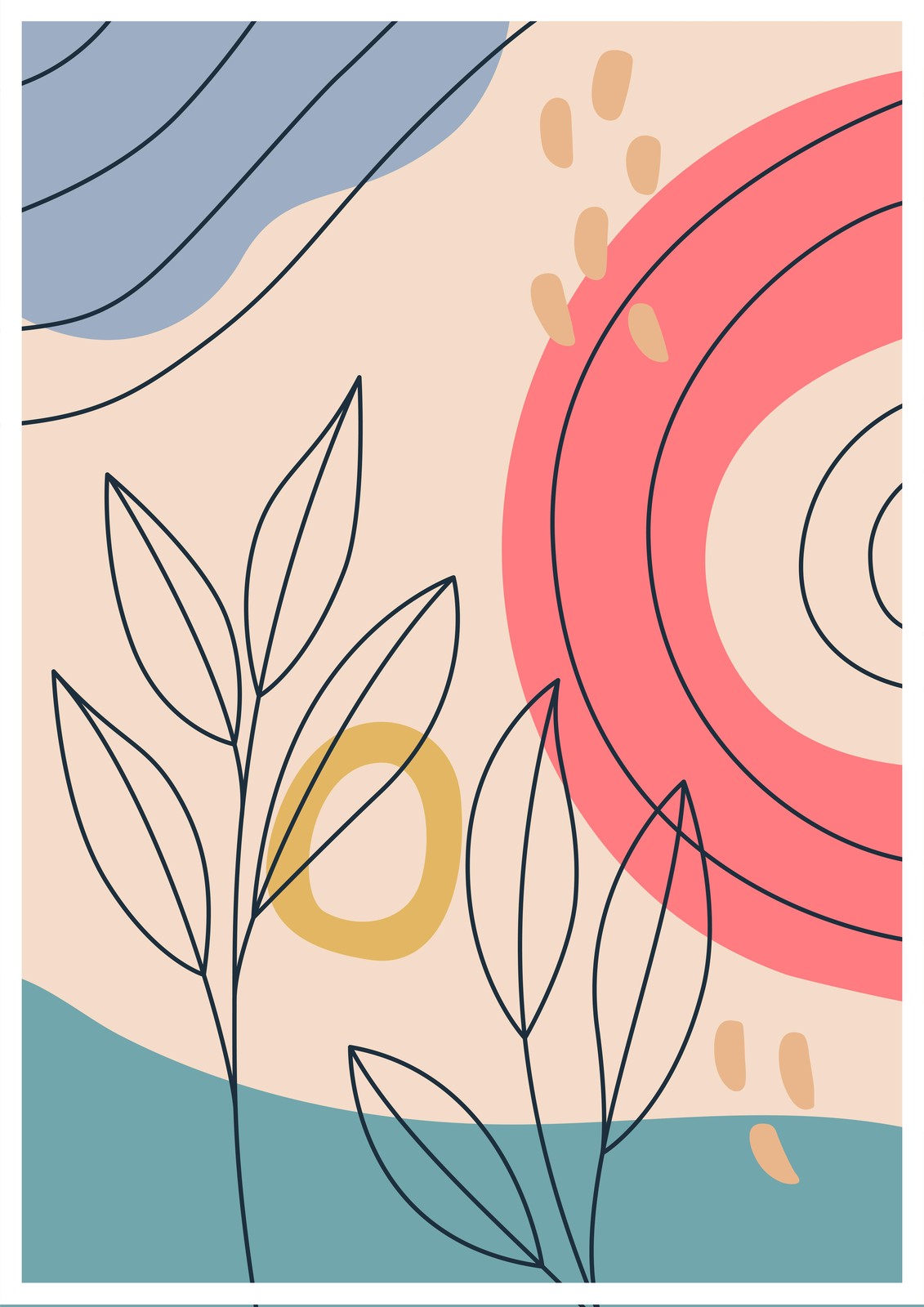 Boho Abstract Botanical Wall Art
