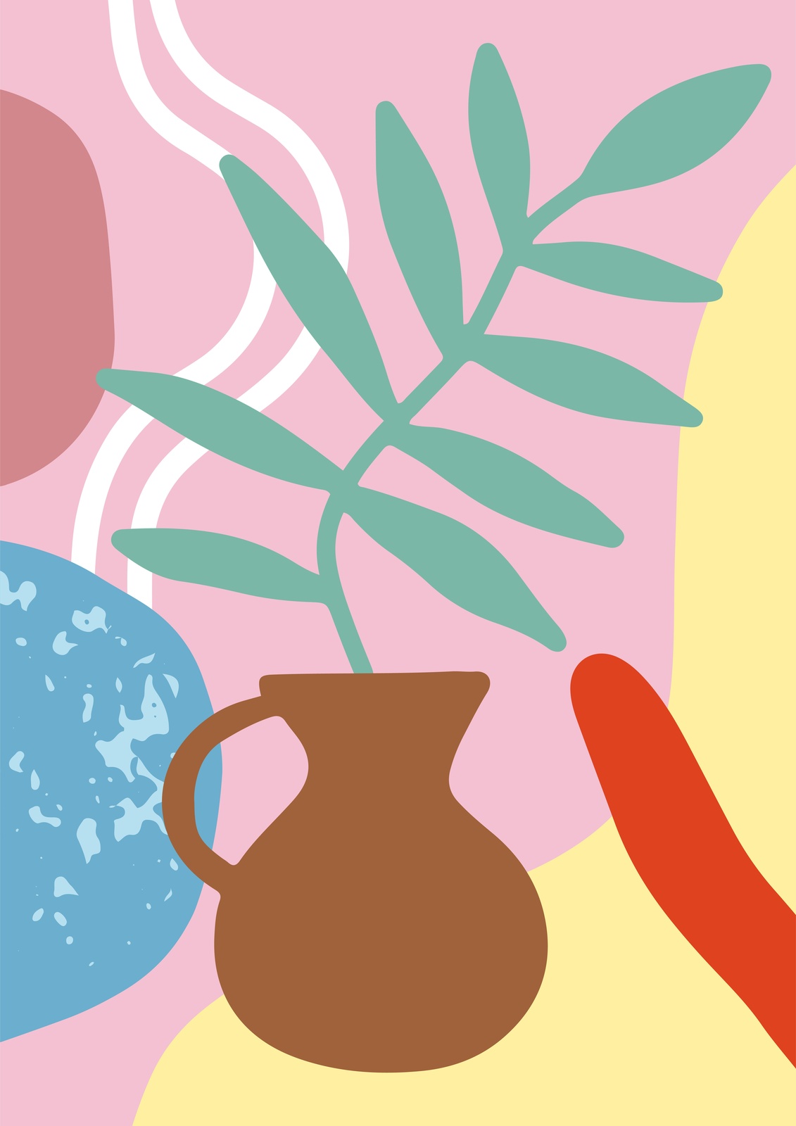 Abstract Botanical Vase Wall Art