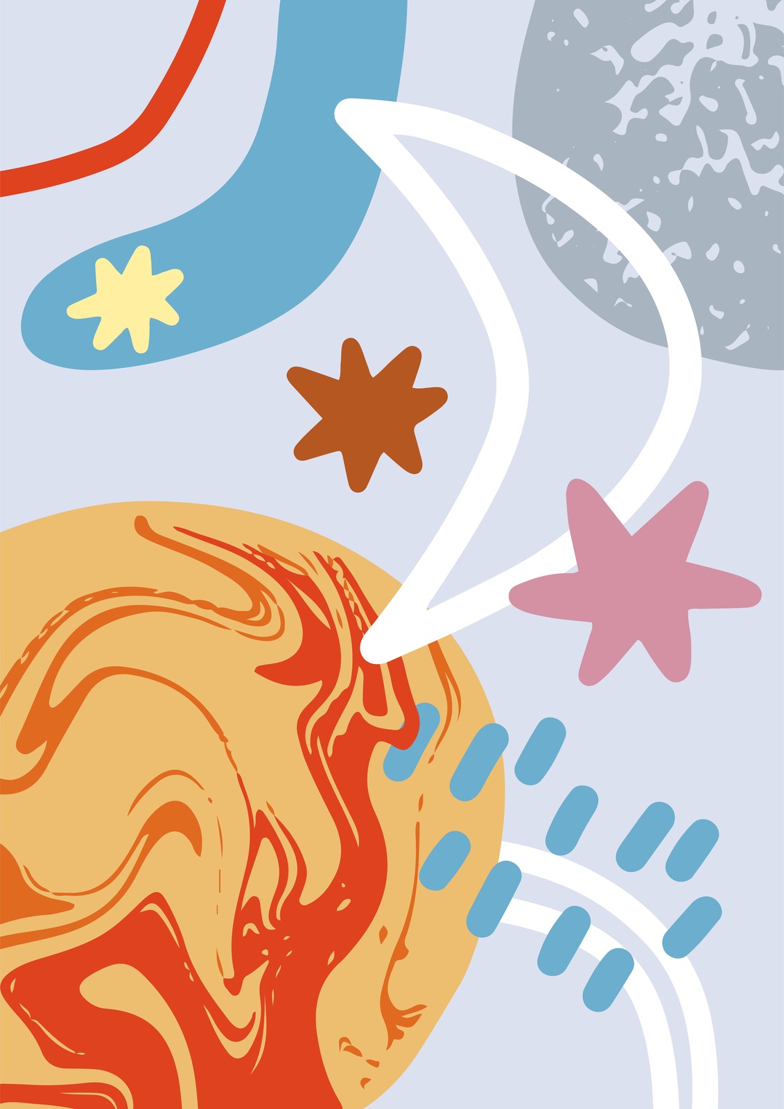 Retro Planet Abstract Mid-Century Modern Wall Art