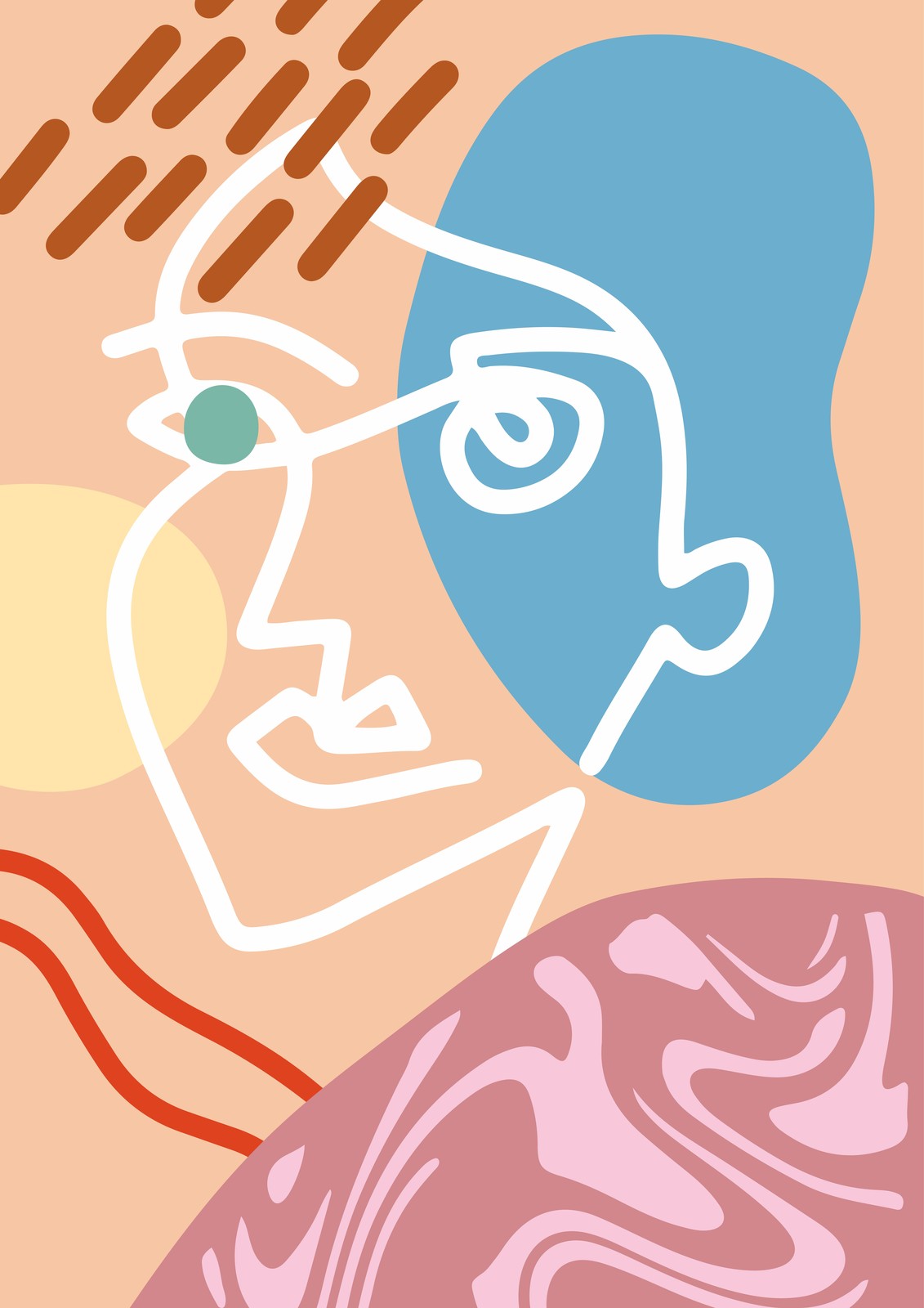 Abstract Face & Shapes Wall Art