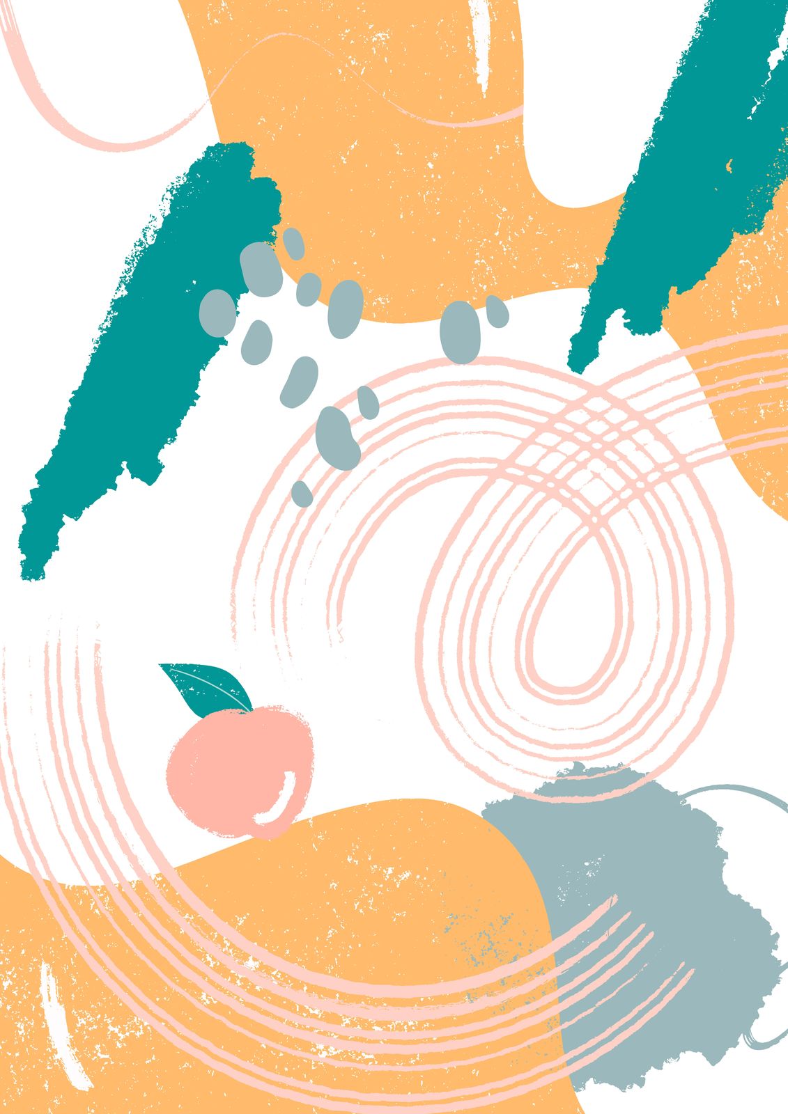 Abstract Peach & Teal Boho Wall Art