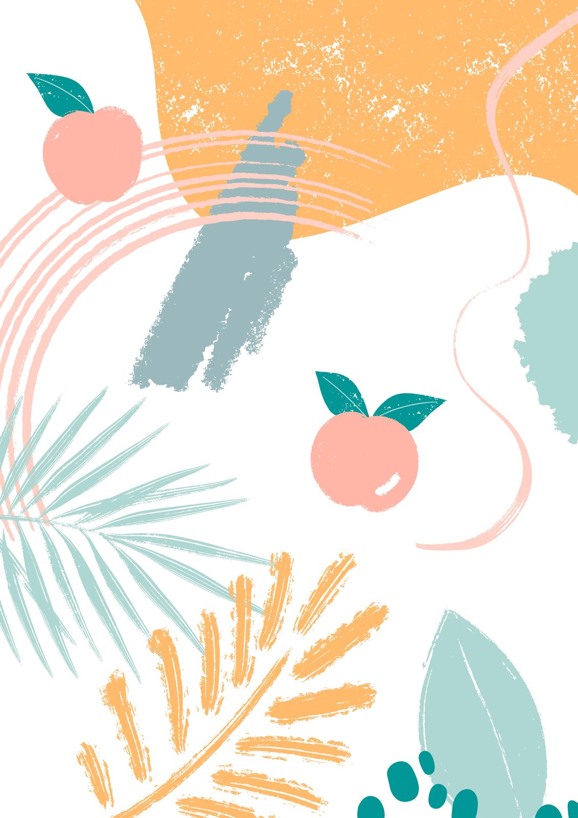 Abstract Peach Palm Wall Art