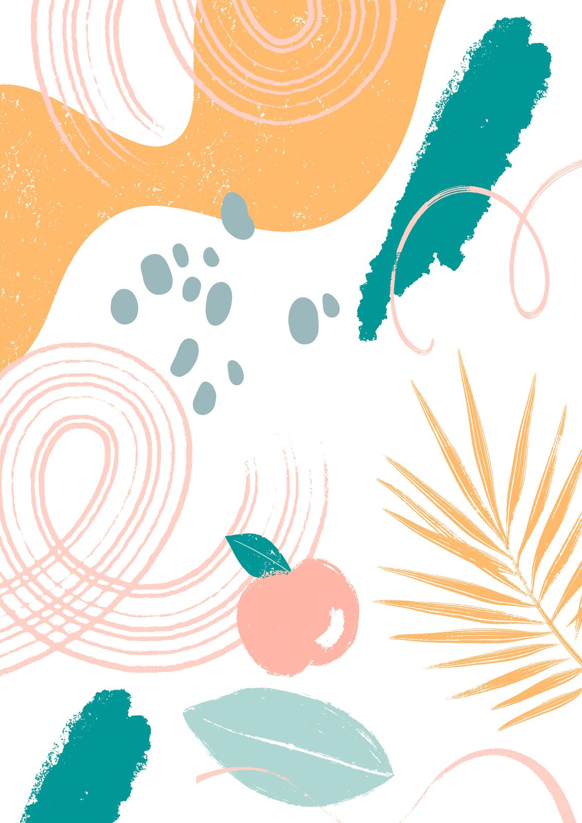 Boho Abstract Peach & Palm Wall Art