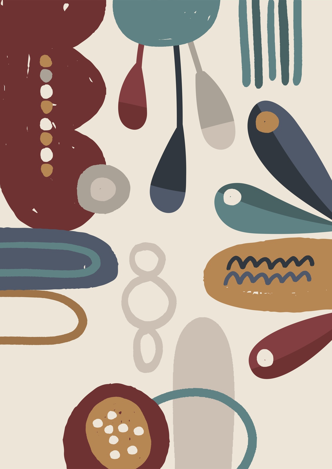 Mid-Century Abstract Shapes Wall Art