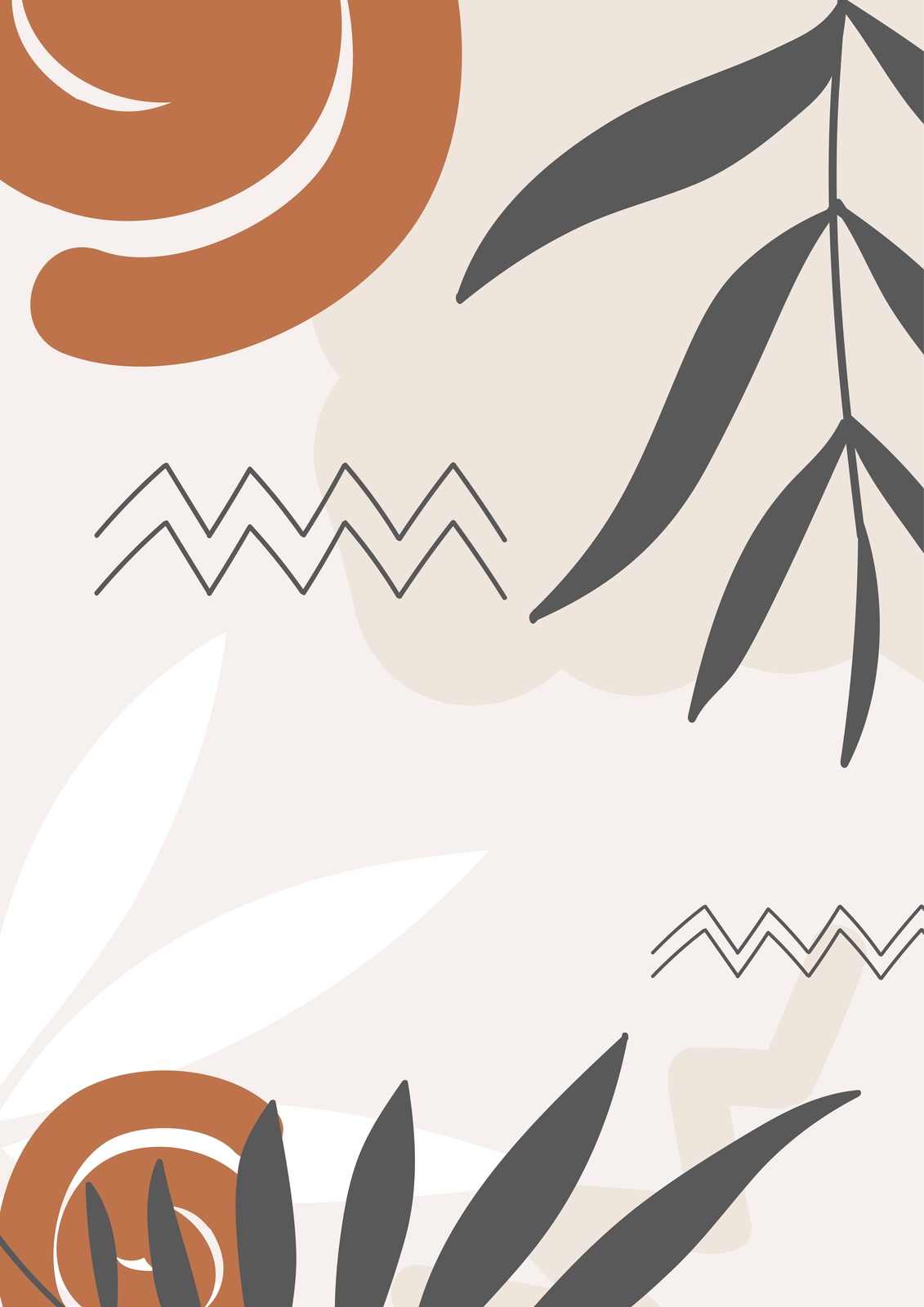 Boho Abstract Leaf & Zigzag Wall Art