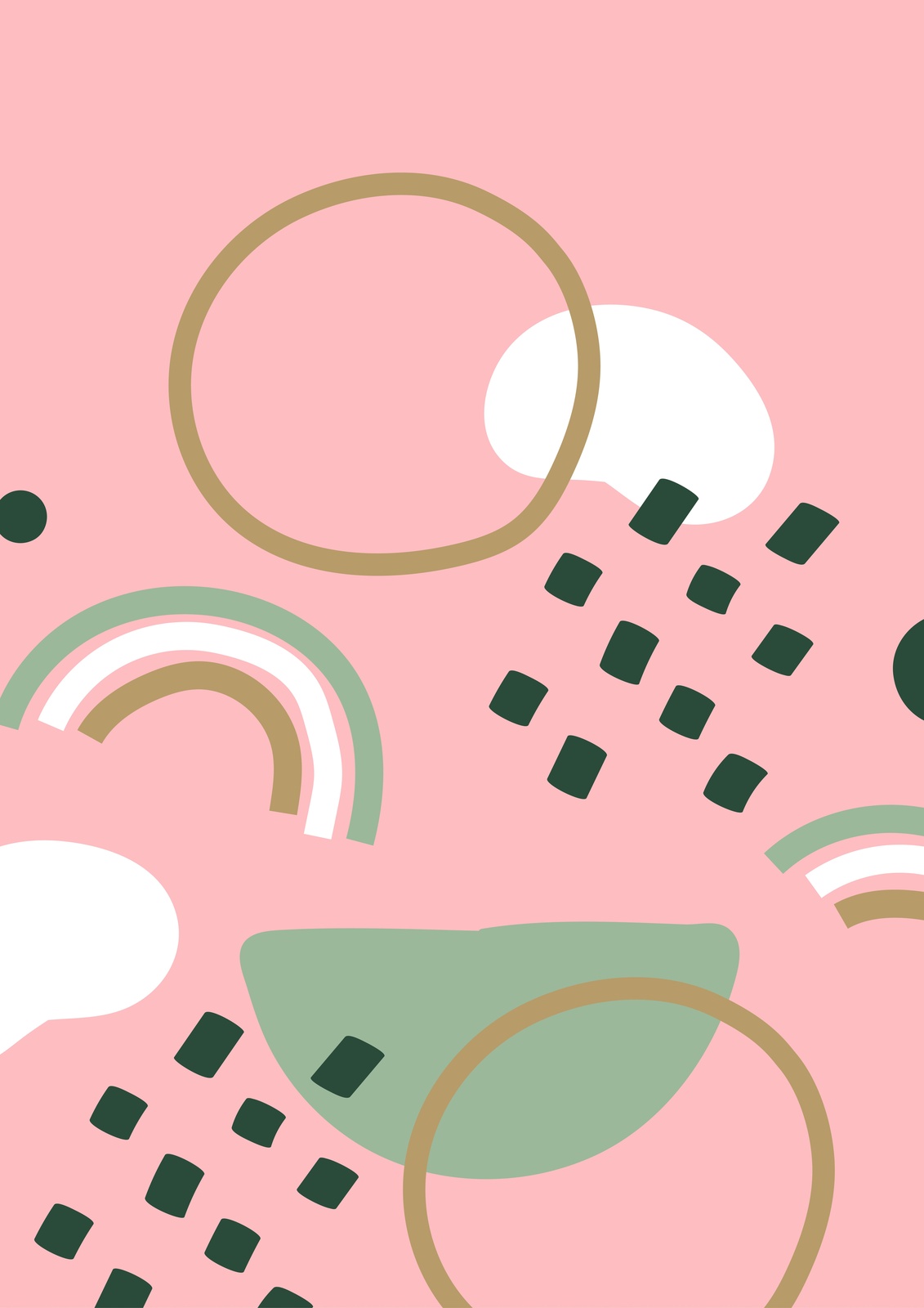 Boho Abstract Shapes Pink Wall Art