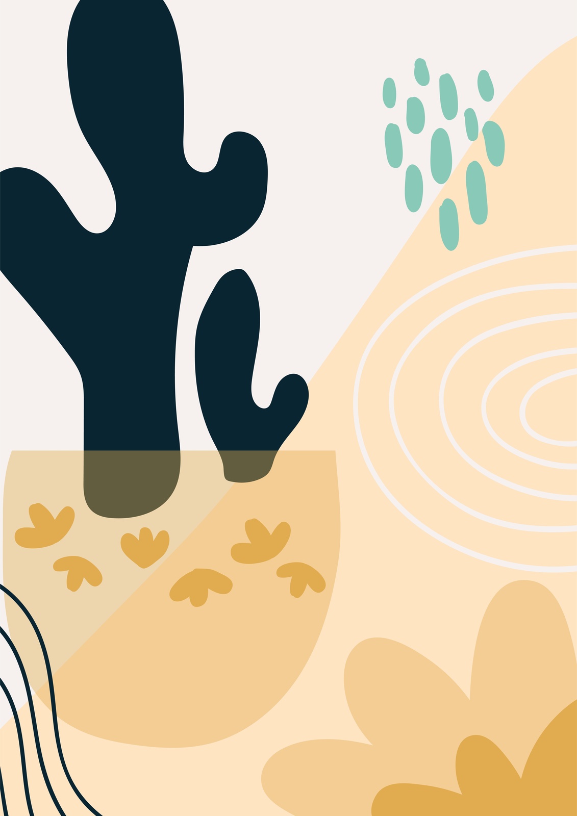 Abstract Desert Bloom Cactus Wall Art