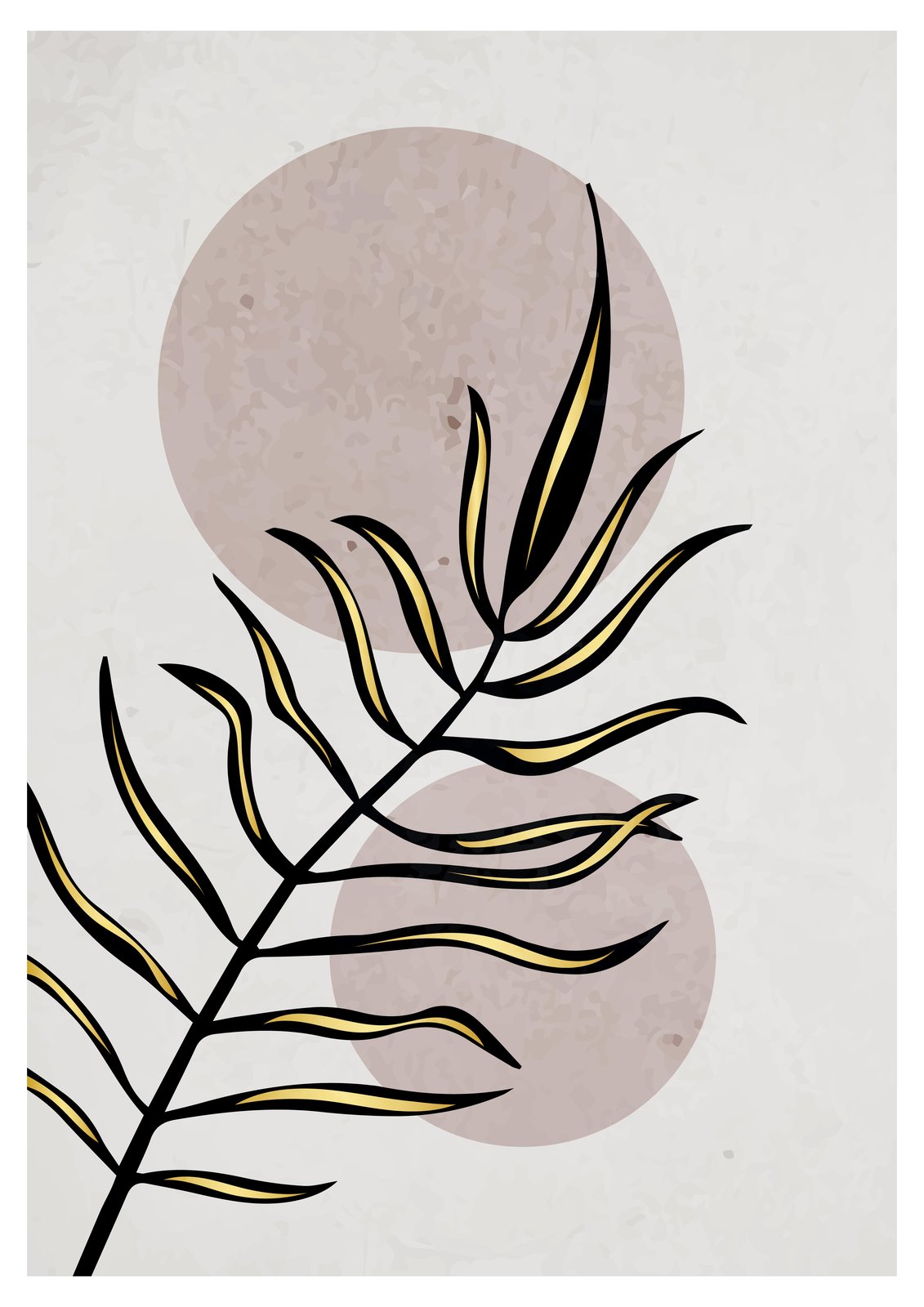 Abstract Palm Leaf Gold Accent Wall Art