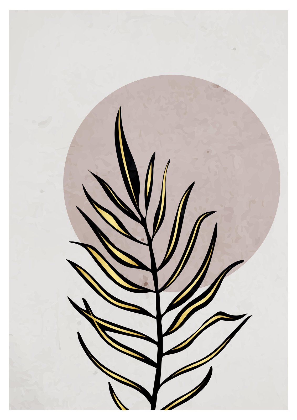 Minimalist Gold Palm Leaf Sun Wall Art