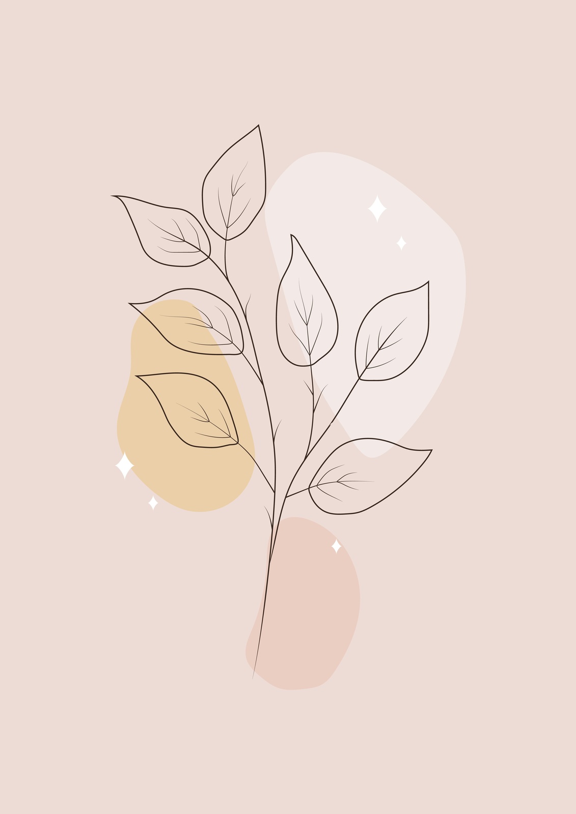 Boho Botanical Branch Minimalist Wall Art