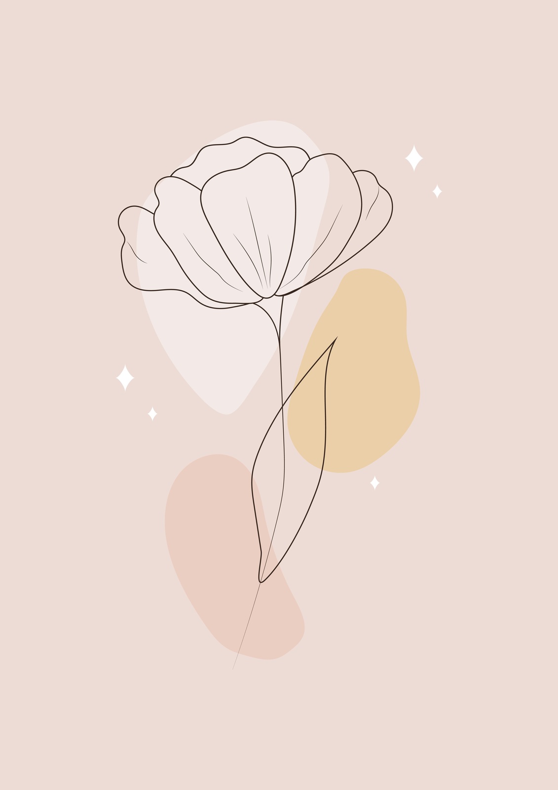 Boho Minimalist Floral Line Art Wall Art