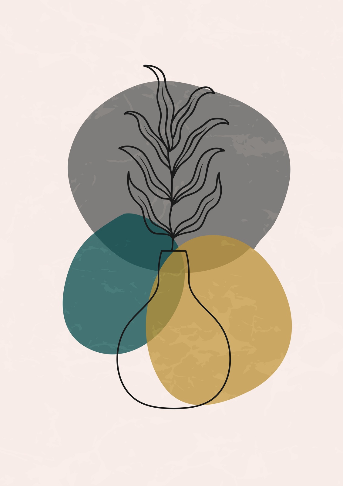 Abstract Botanical Vase Mid-Century Modern Wall Art