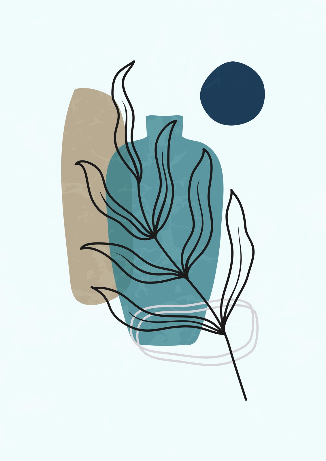 Teal Abstract Botanicals Wall Art