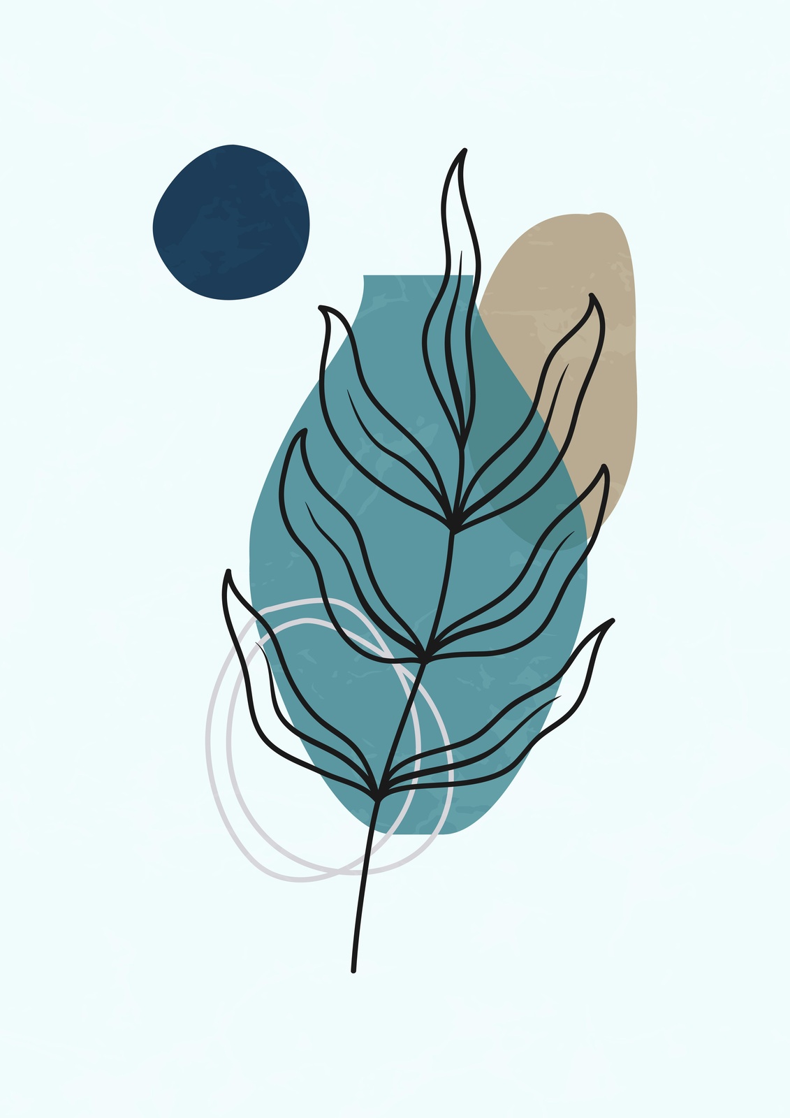 Abstract Botanical Leaf & Shapes Wall Art