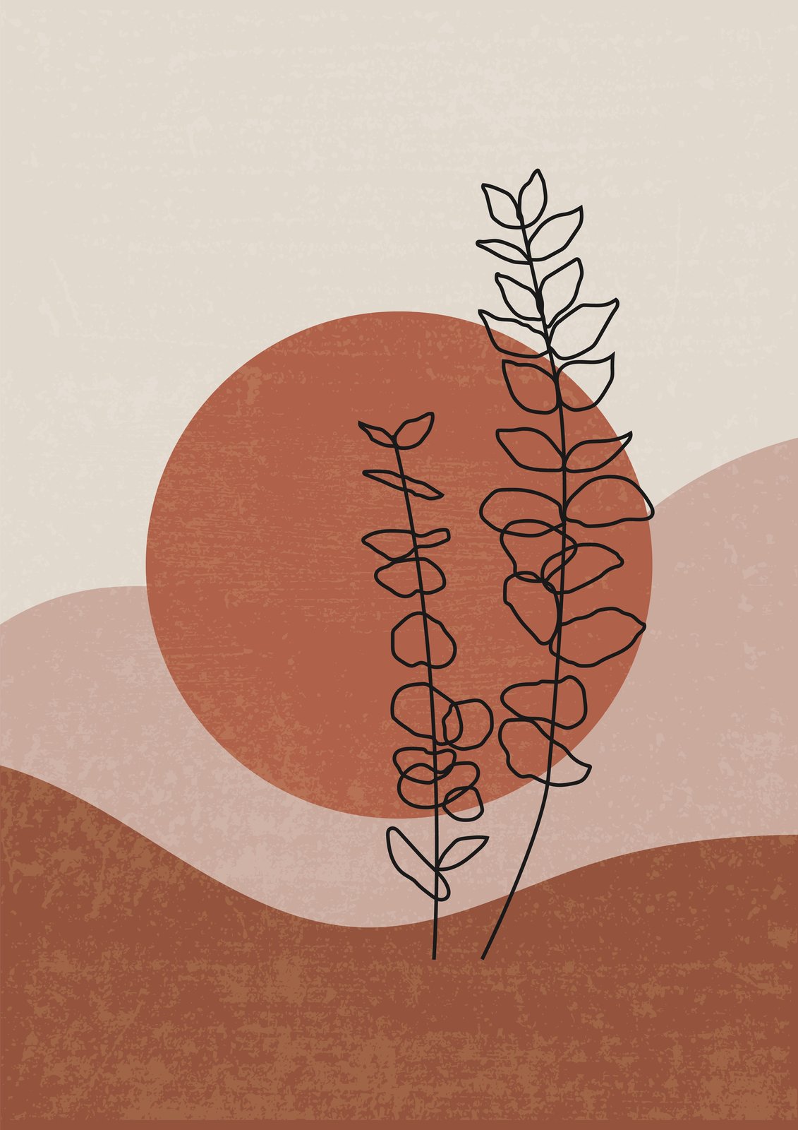 Boho Eucalyptus Botanical Line Art Wall Art