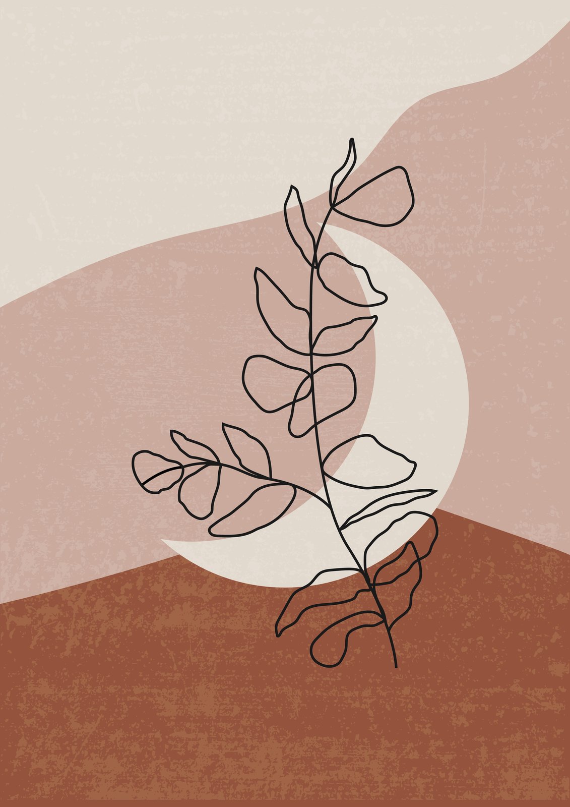 Boho Eucalyptus Line Art Wall Art