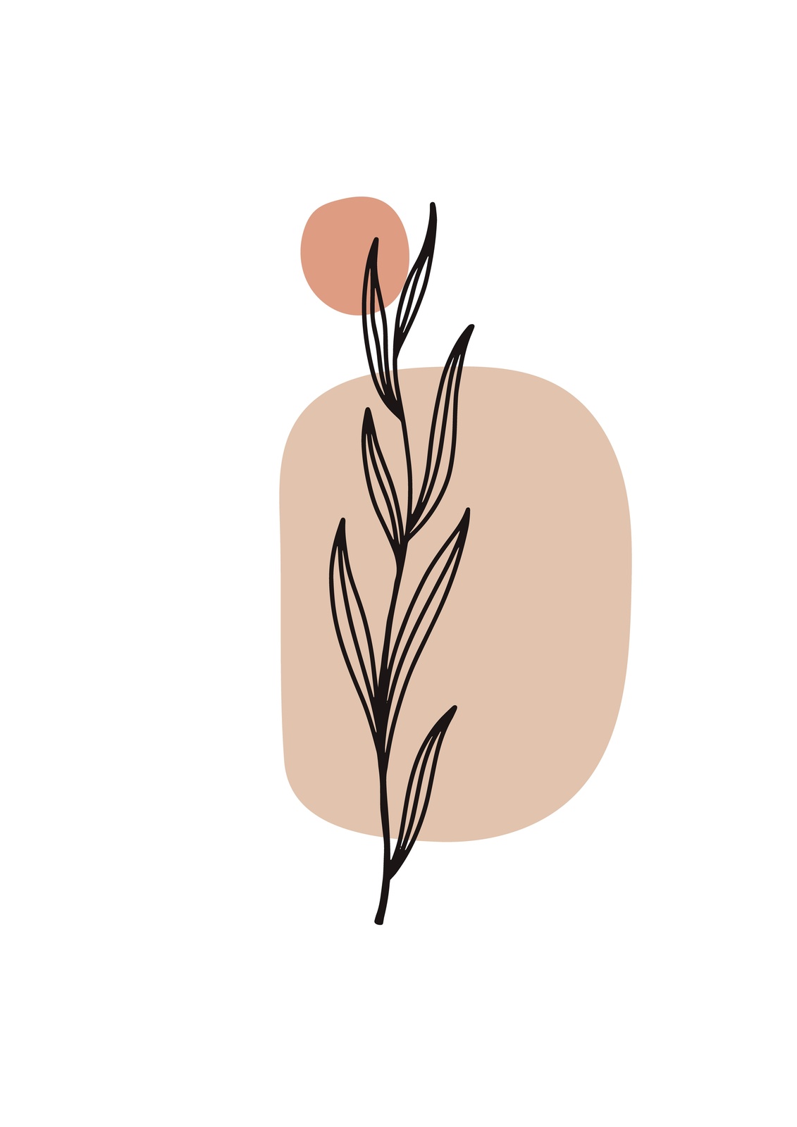 Boho Botanical Abstract Line Art Wall Art