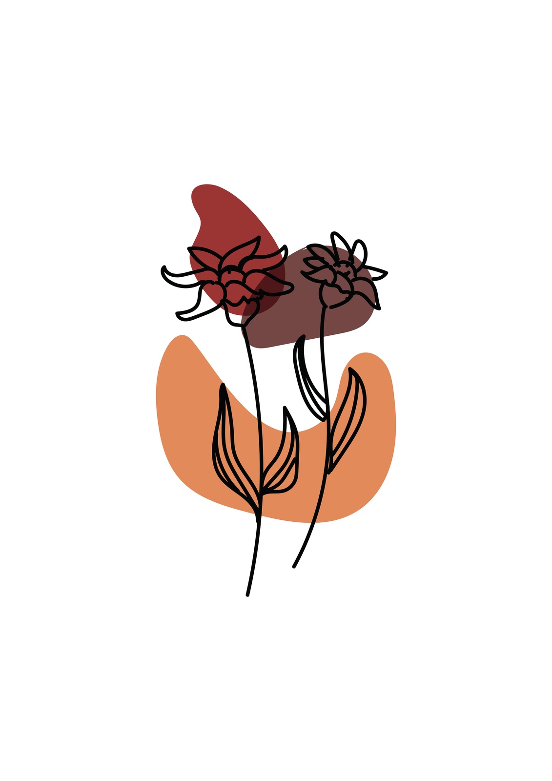 Boho Floral Line Art Wall Art