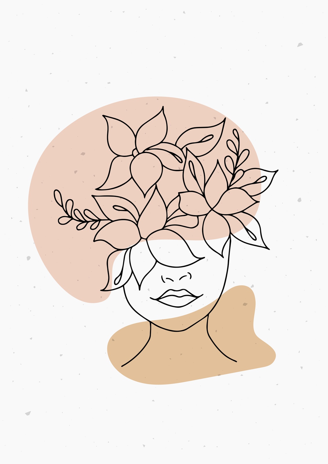 Minimalist Floral Face Boho Art Wall Art