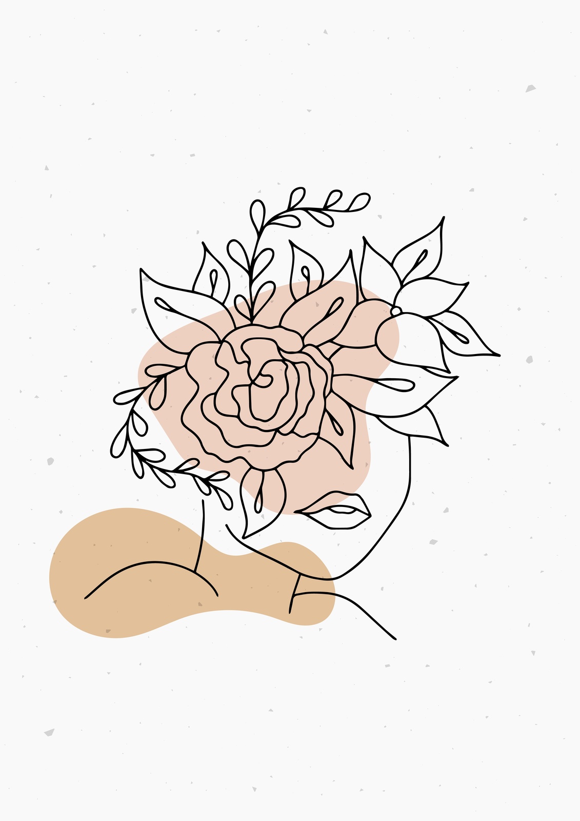 Abstract Floral Face Line Art Wall Art