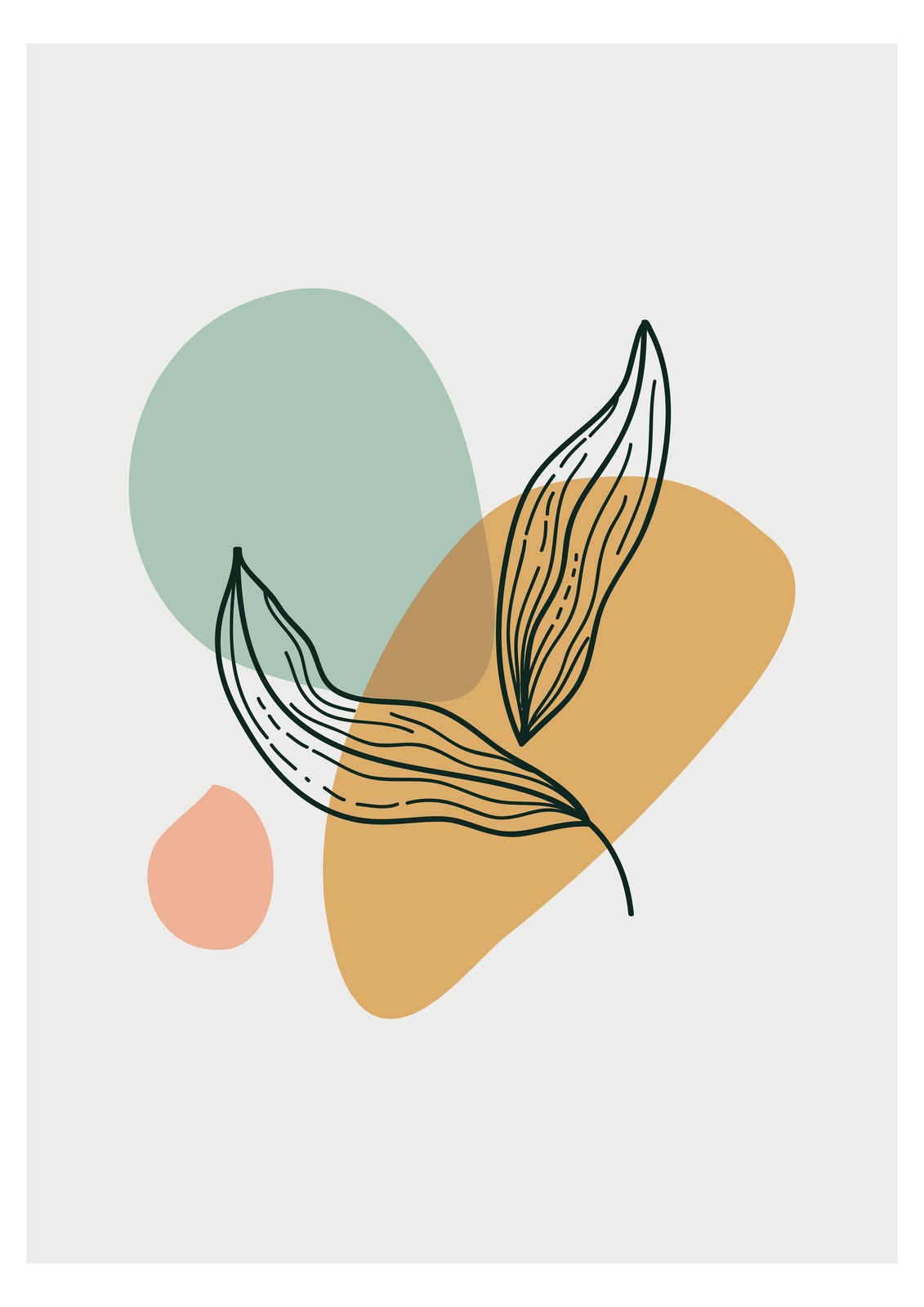 Boho Botanical Abstract Leaves Wall Art