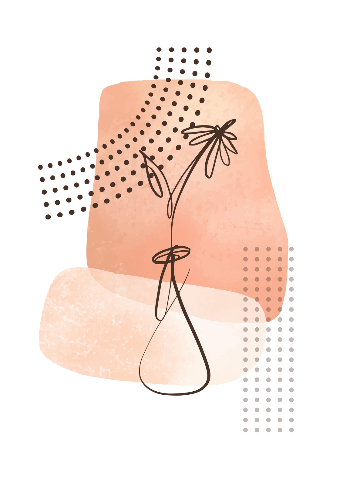 Boho Floral Line Art Wall Art - Modern Abstract Wall Art