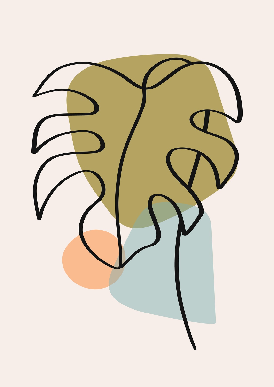 Minimalist Monstera Leaf Line Art Wall Art