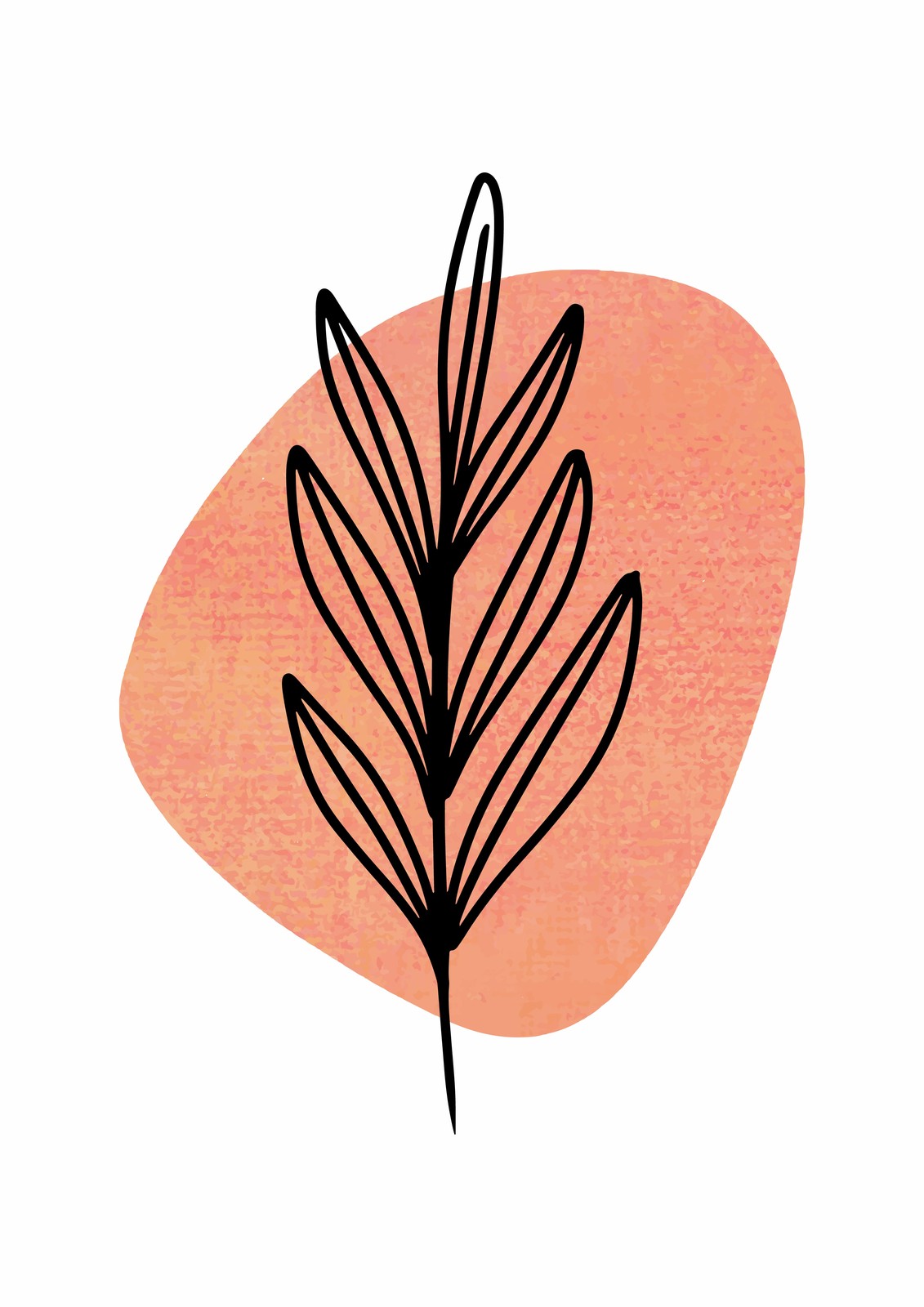 Abstract Leaf Boho Coral Wall Art