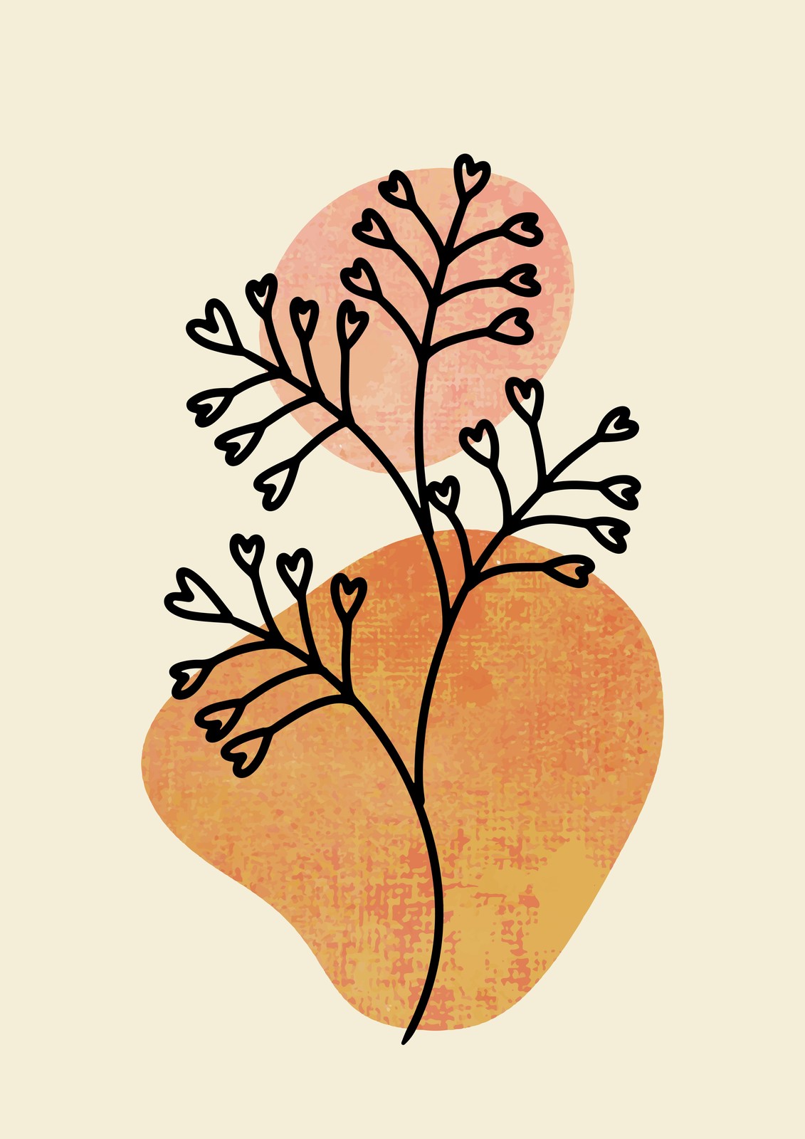 Boho Heart Branch Abstract Wall Art