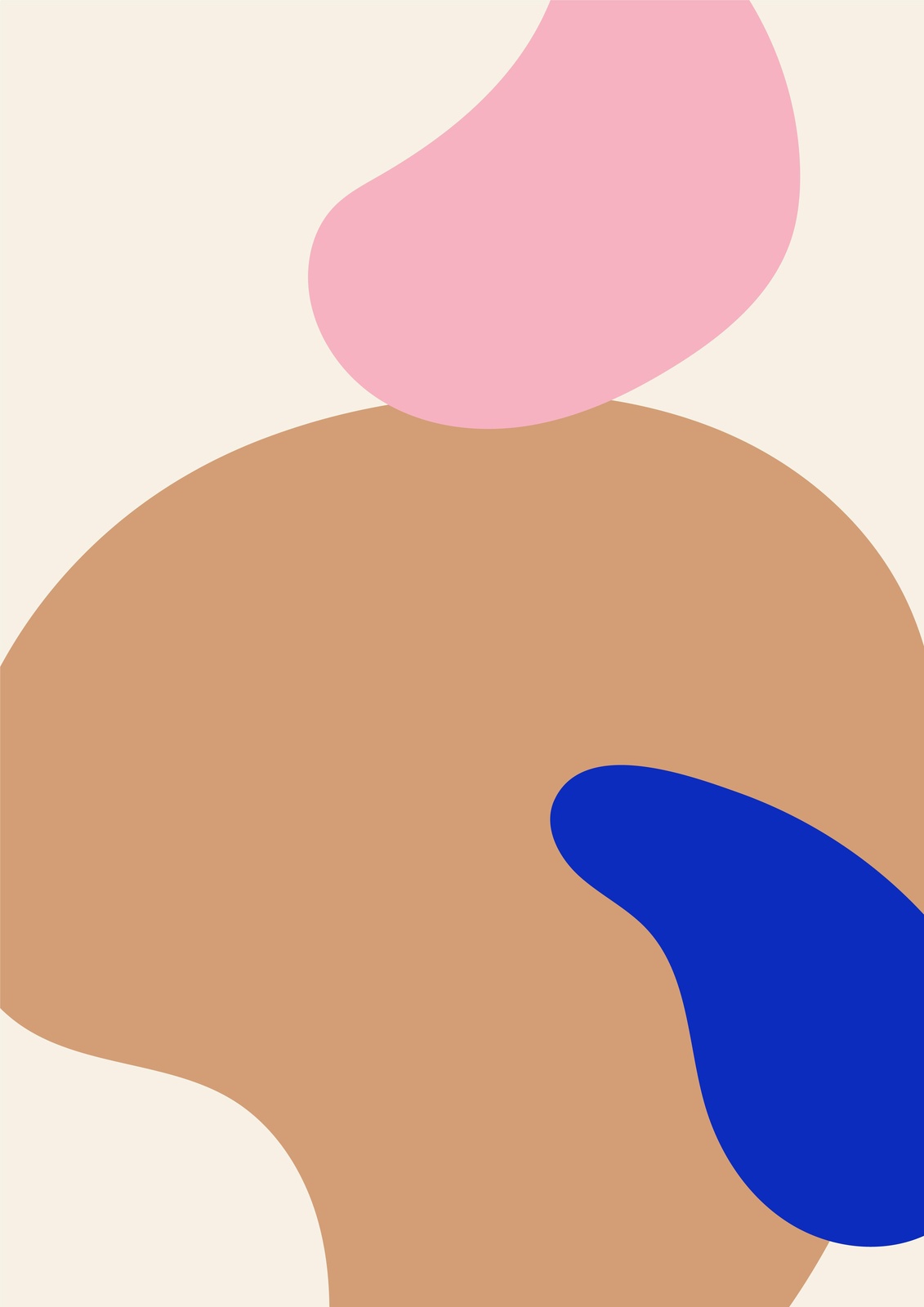 Modern Abstract Shapes Pink Brown Blue Wall Art
