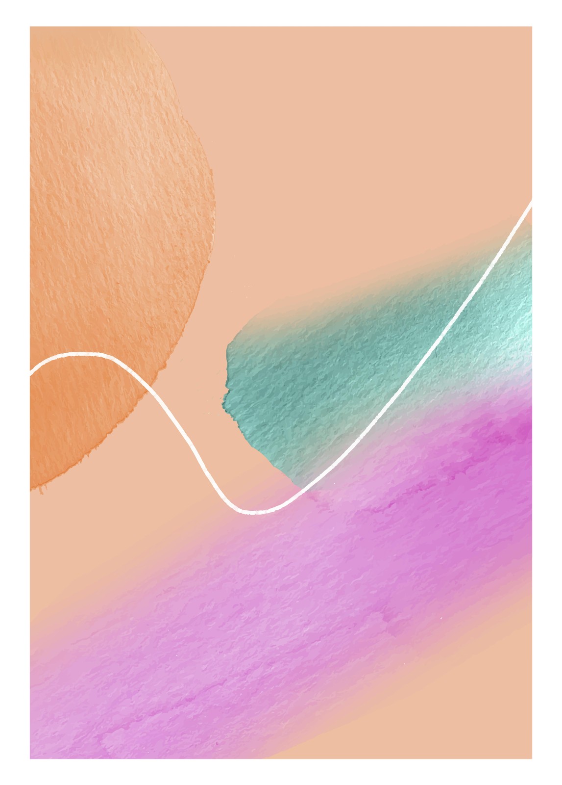 Abstract Watercolor Blush & Teal Wall Art