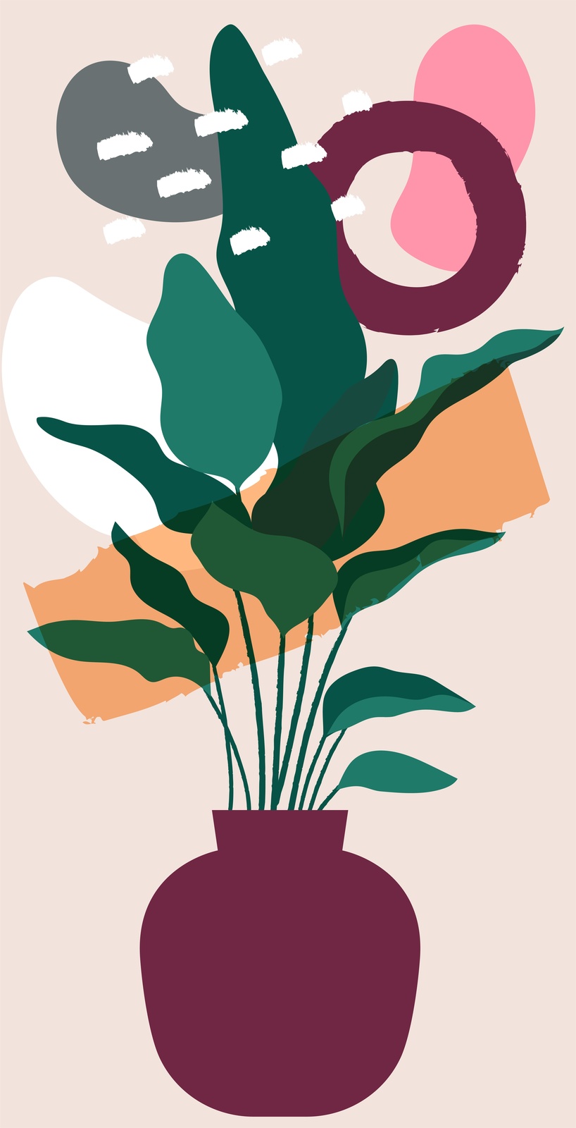 Abstract Botanical Vase Wall Art