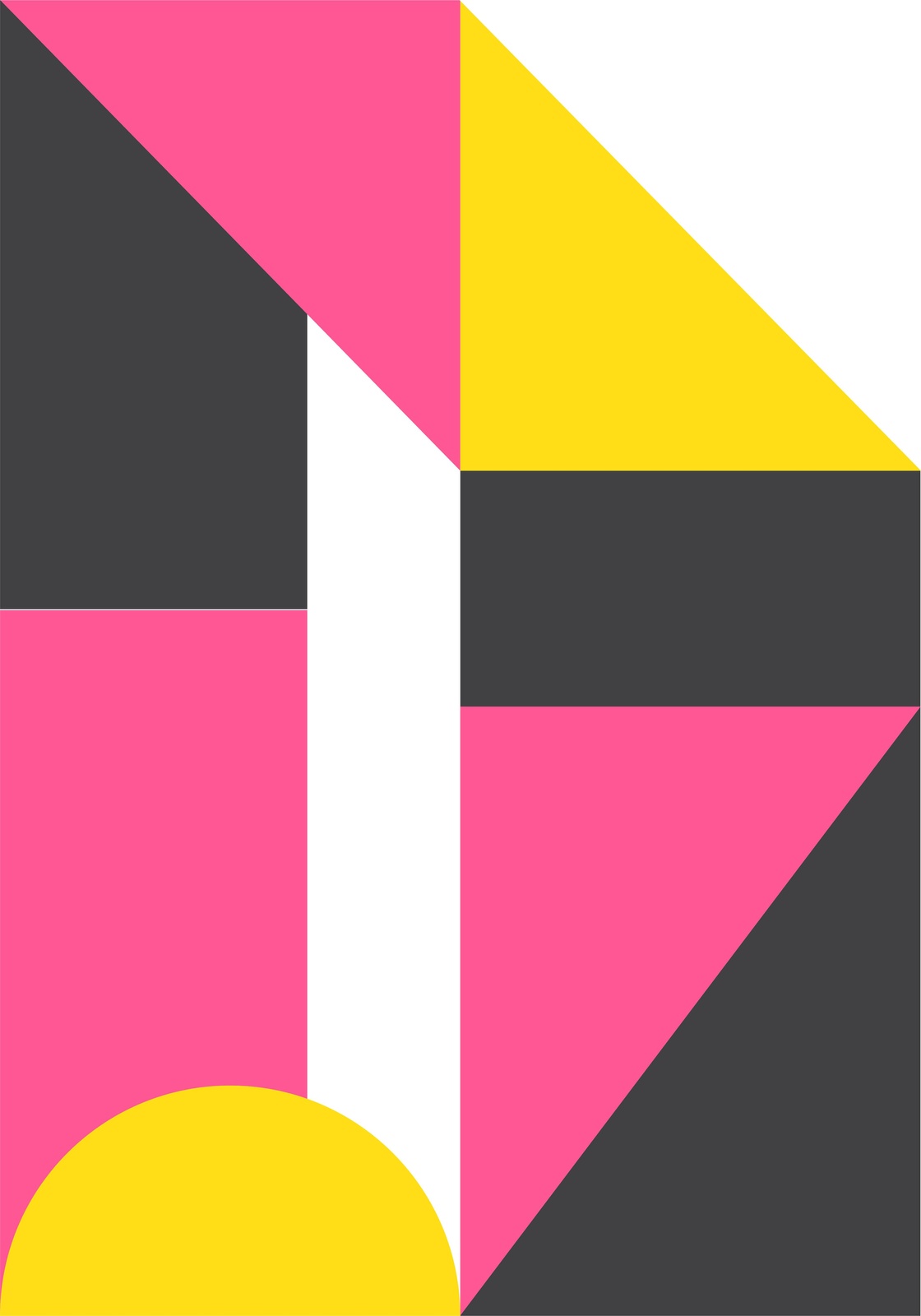 Vibrant Geometric Abstract Pink Yellow Wall Art