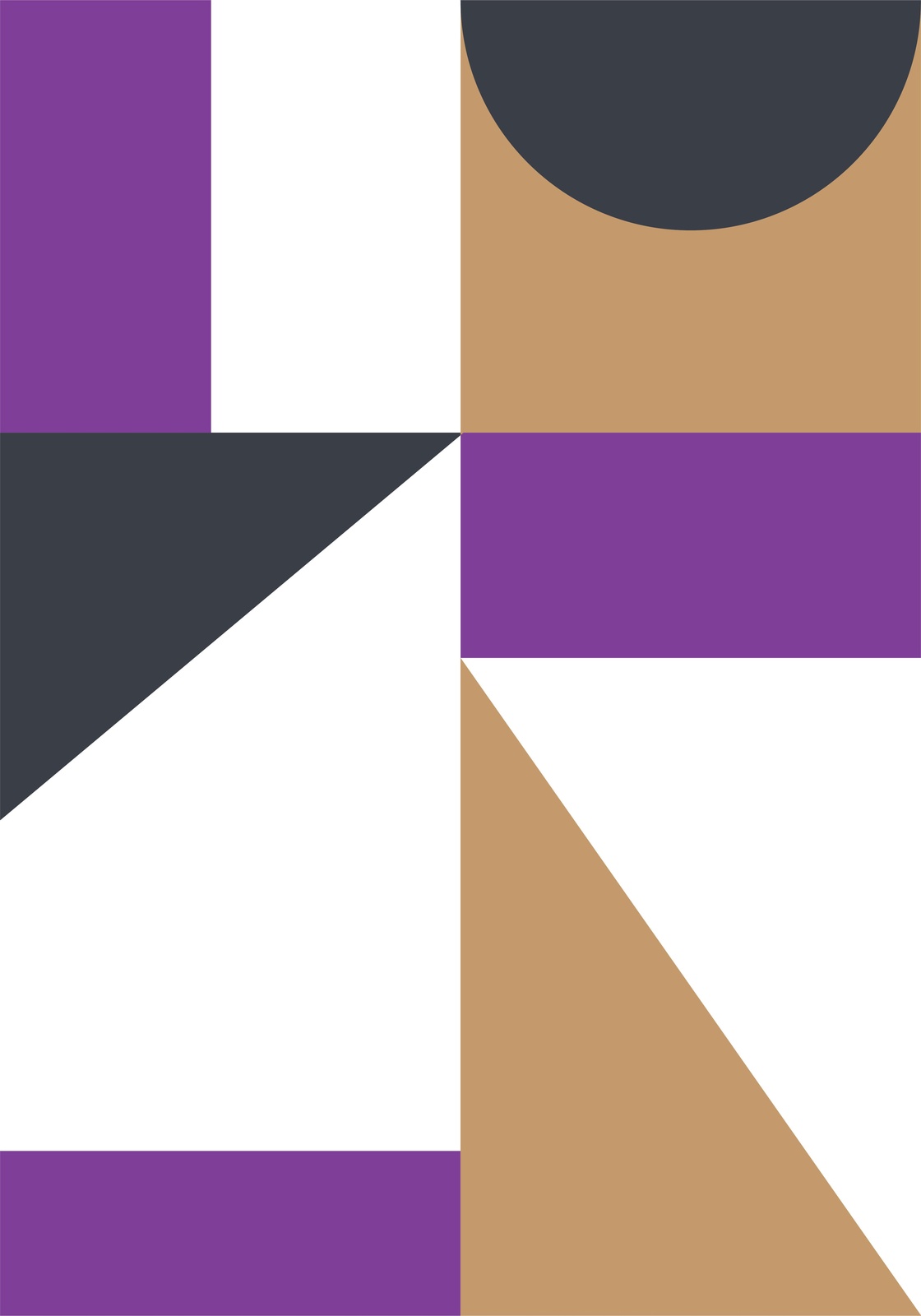 Geometric Abstract Purple & Tan Wall Art