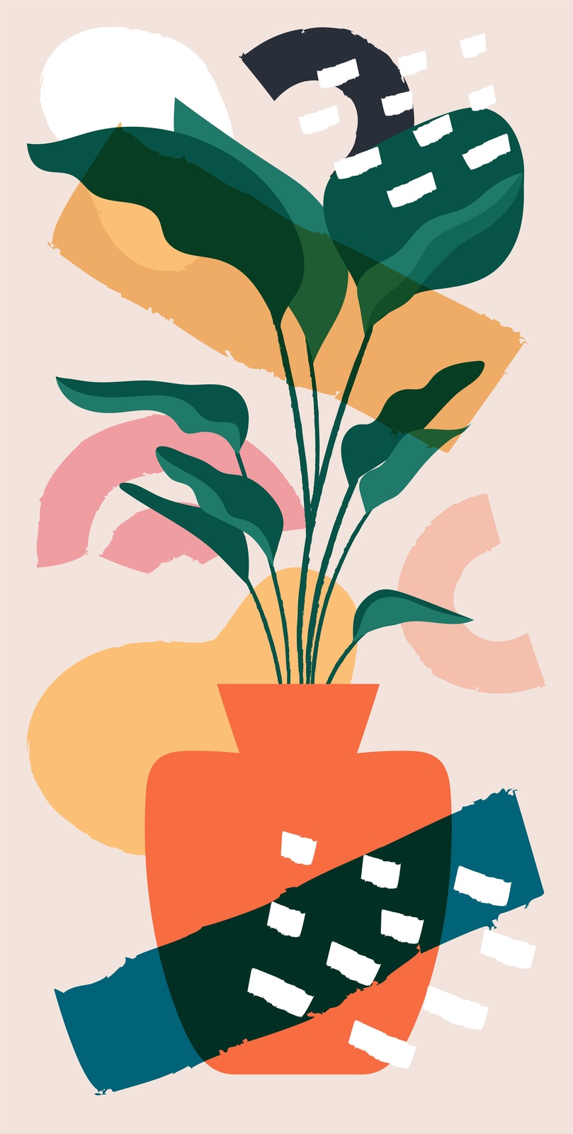 Vibrant Abstract Plant Pot Wall Art