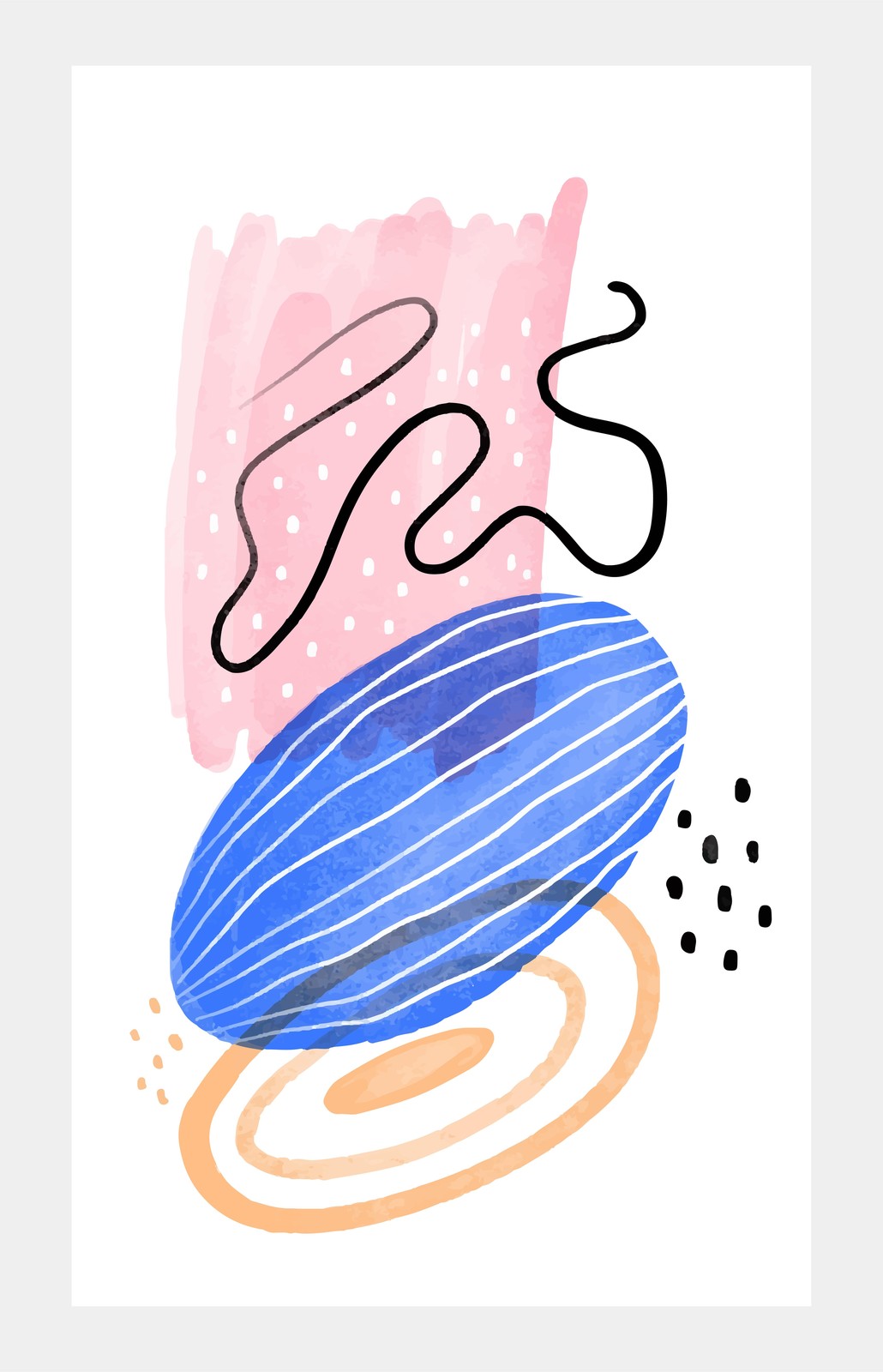 Abstract Blue & Pink Shapes Wall Art