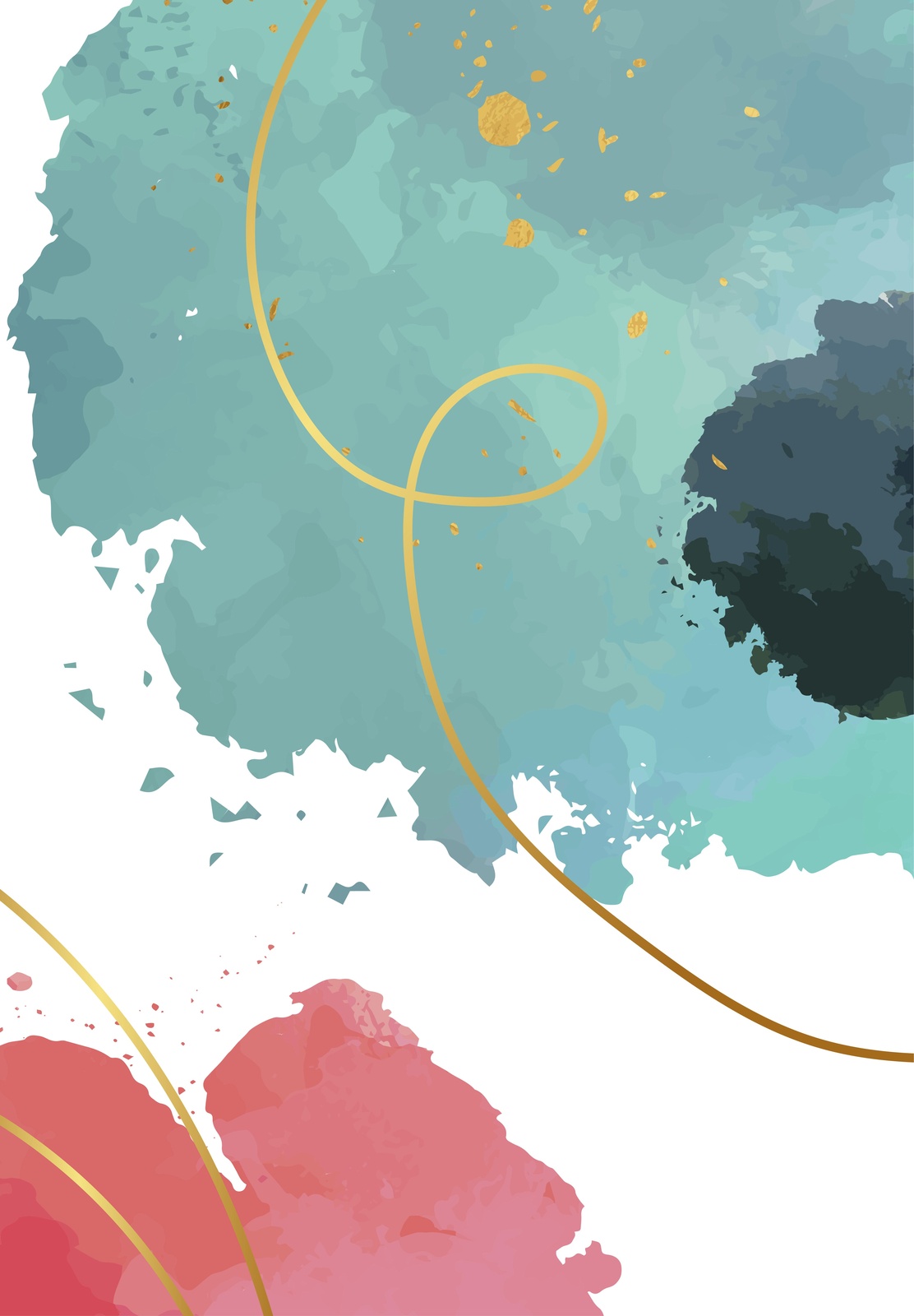 Modern Abstract Watercolor & Gold Wall Art