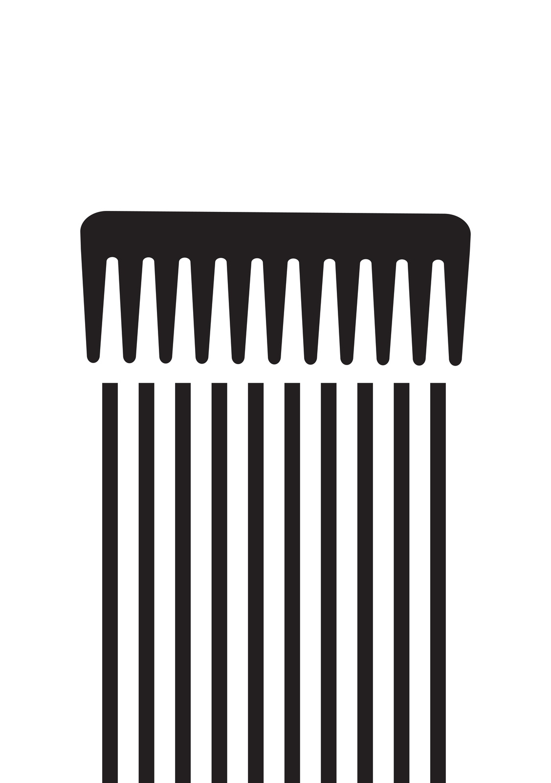 Minimalist Black Comb & Stripes Wall Art
